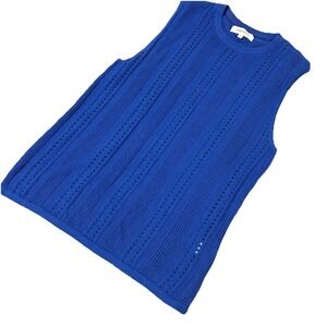PACSUN Sweater Vest Men's Small Crochet Knitted Preppy‎ Tank Top Royal Blue